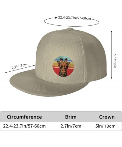 Giraffe Wearing Sunglasses Snapback Hat Baseball Cap for Men Women Hip Hop Style Flat-Brimmed Hats Natural $9.96 Baseball Caps