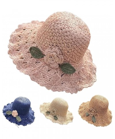 Elegant Crochet Straw Hat with Ruffle Detail, Womens Summer Beach Straw Cap, Womens Summer Beach Straw Sun Hat Fig-7 $11.85 S...