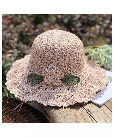 Elegant Crochet Straw Hat with Ruffle Detail, Womens Summer Beach Straw Cap, Womens Summer Beach Straw Sun Hat Fig-7 $11.85 S...