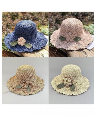 Elegant Crochet Straw Hat with Ruffle Detail, Womens Summer Beach Straw Cap, Womens Summer Beach Straw Sun Hat Fig-7 $11.85 S...