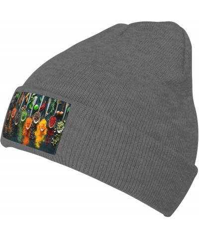 Spices Print Unisex Soft Warm Beanie Hat for Men Women Elastic Lightweight Skiing Knitted Hat Deep Heather $11.42 Skullies & ...