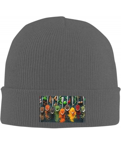 Spices Print Unisex Soft Warm Beanie Hat for Men Women Elastic Lightweight Skiing Knitted Hat Deep Heather $11.42 Skullies & ...