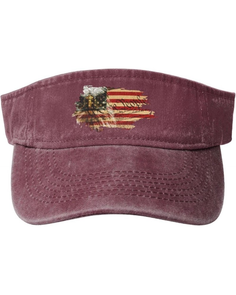 2nd Amendment 1791 Vintage America Flags Sport Sun Visor Hat Cotton Ball Caps Empty Top Baseball Sun Cap Red $12.41 Visors