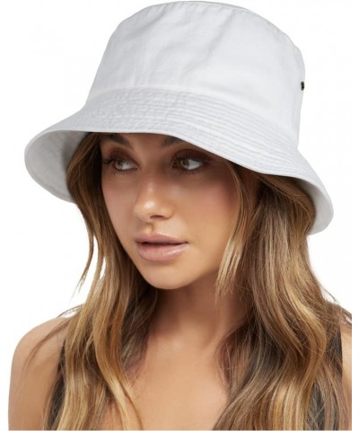 Bucket Hats for Women Washed Cotton Packable Summer Beach Sun Hats Mens Womens Bucket Hat with Strings for Travel White $10.9...