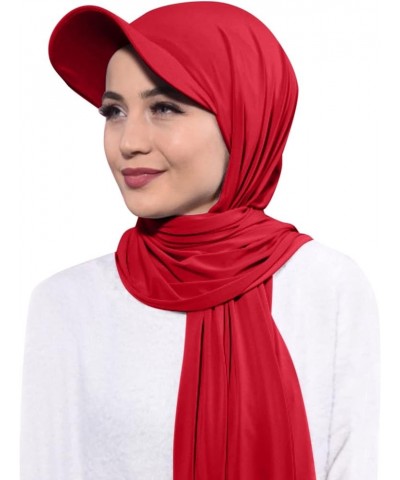 Womens Casual Solid Head Hat Cap Hair Cover Wrap Headwear Muslim Long Turban Brim Cap Tsunami Hat Red $10.88 Skullies & Beanies