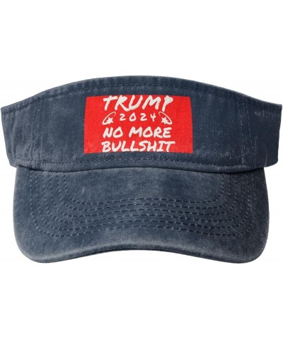 Trump 2024 No More Bullshit Sun Visor Hats for Women Men Adjustable Sports Sun Hats Cotton Golf Cap Navy Blue $12.38 Visors