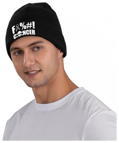 Fuck Carcinoid Cancer Zebra Ribbon Winter Warm Knit Hat - Soft Beanie Cap Black Black $14.32 Skullies & Beanies