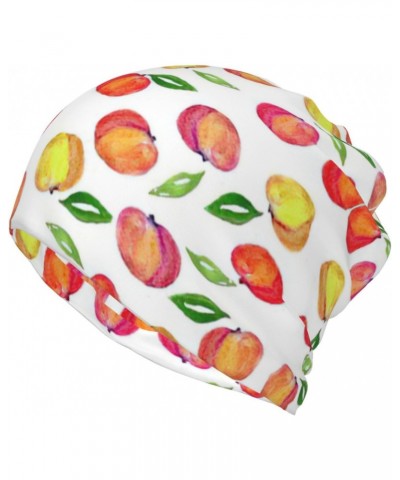 Peach Print Leaf Print Multifunction Slouch Hollow Beanie Thin Summer Turban Hat for Men and Women $11.50 Skullies & Beanies