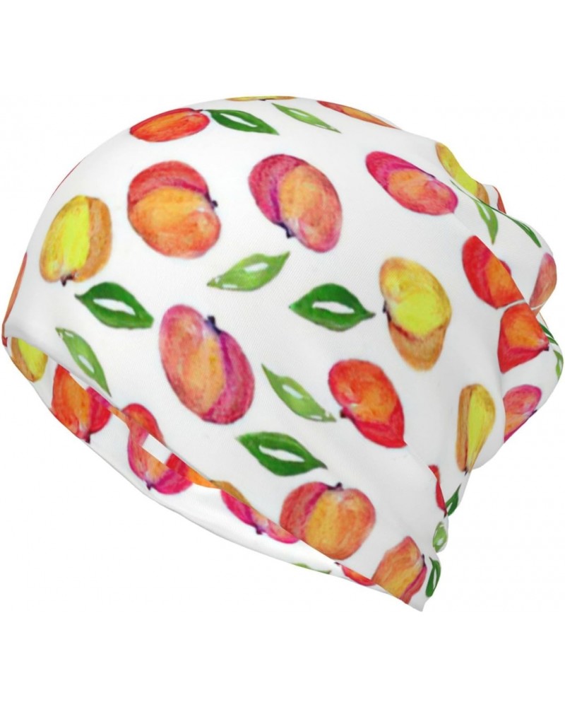 Peach Print Leaf Print Multifunction Slouch Hollow Beanie Thin Summer Turban Hat for Men and Women $11.50 Skullies & Beanies