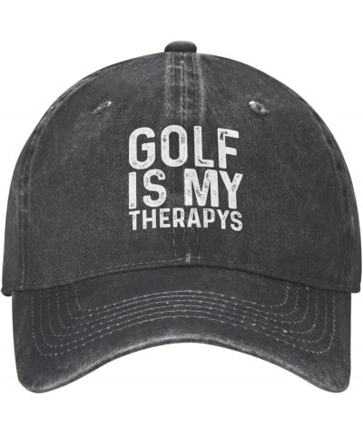 Golf is My Therapys Hat for Men Baseball Cap Vintage Hat Black $10.88 Baseball Caps