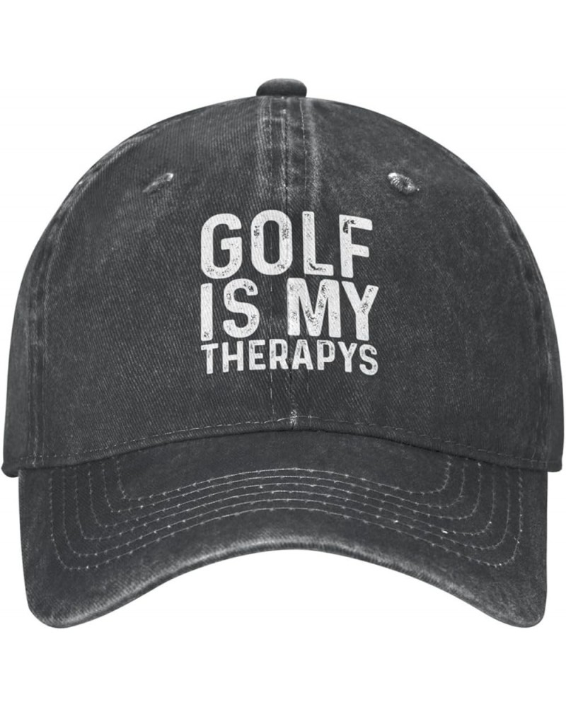 Golf is My Therapys Hat for Men Baseball Cap Vintage Hat Black $10.88 Baseball Caps