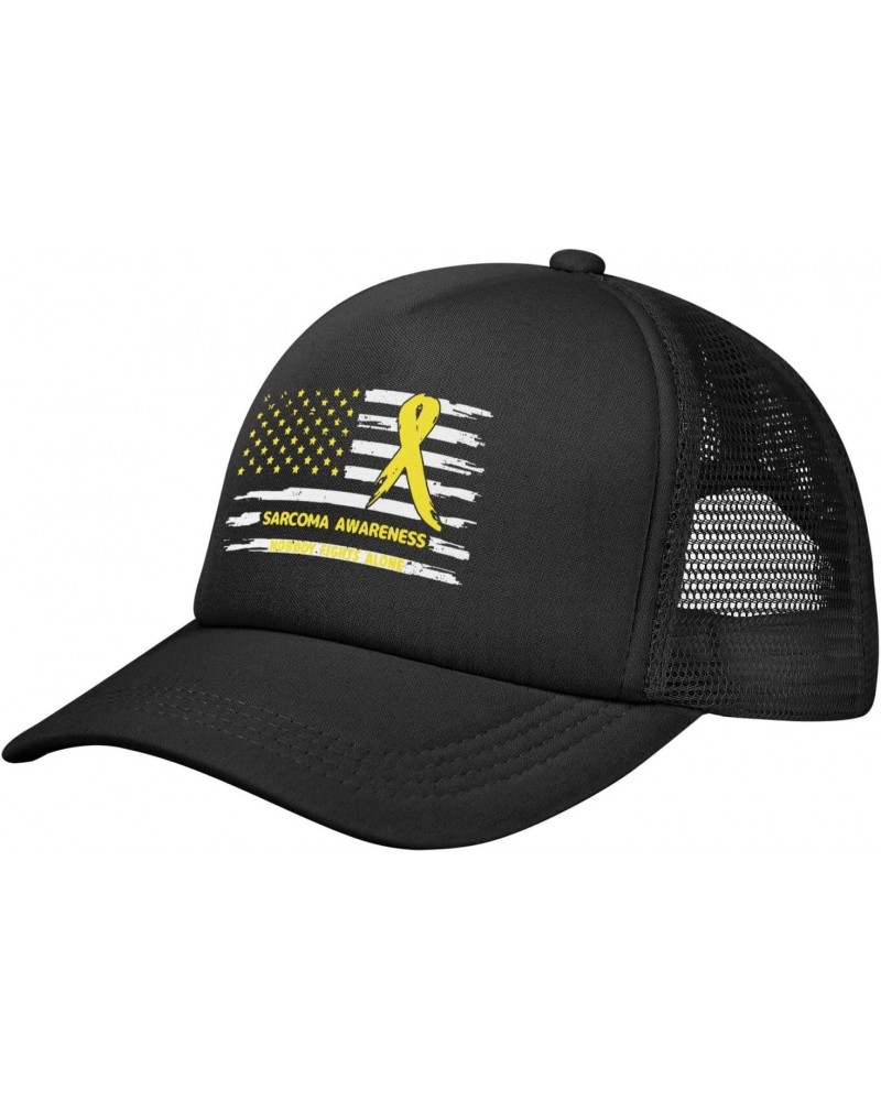 Sarcoma Cancer Awareness America Flag Yellow Ribbon Baseball Cap Adjustable Casual Mesh Hats Duck Tongue Hat for Men Women78,...