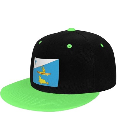 Flag of Aleutsky Raion Snapback Hat for Men Women Baseball Cap Trucker Flat Bill Hats Dad Caps Green $11.64 Baseball Caps