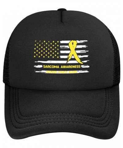 Sarcoma Cancer Awareness America Flag Yellow Ribbon Baseball Cap Adjustable Casual Mesh Hats Duck Tongue Hat for Men Women78,...