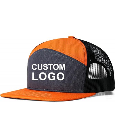 Custom Trucker Hats for Men Personalized Mesh Caps Adjustable Hip Hop Men Hats Flat Brim Customized Caps Dark Gray Mix Orange...