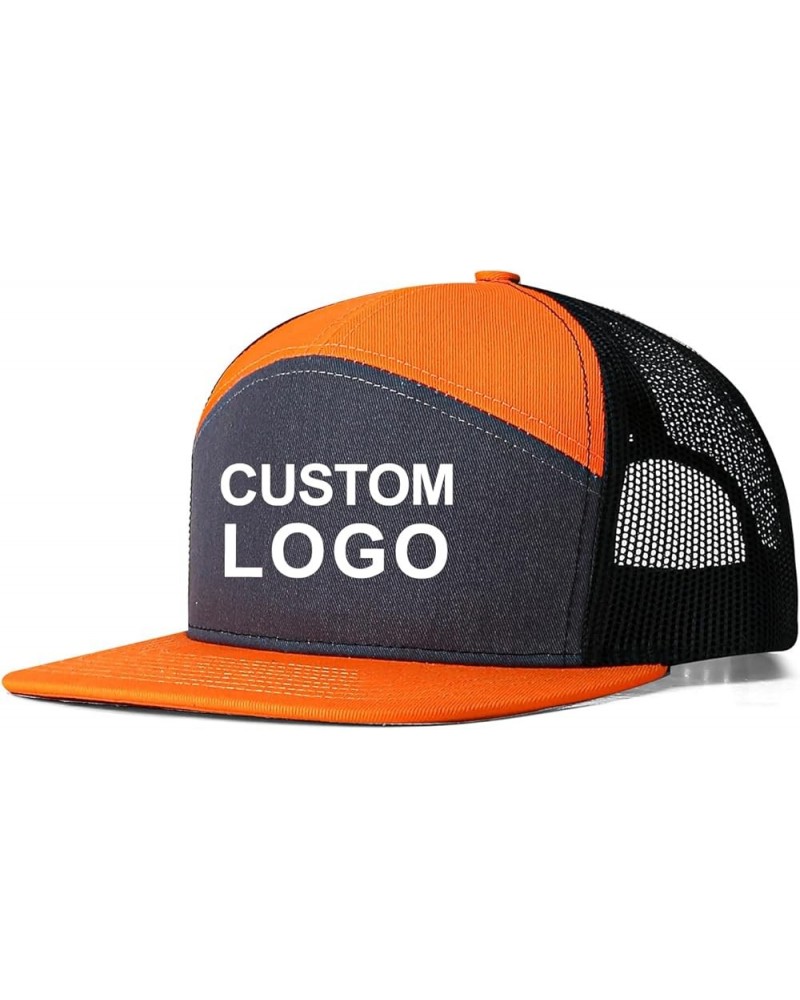 Custom Trucker Hats for Men Personalized Mesh Caps Adjustable Hip Hop Men Hats Flat Brim Customized Caps Dark Gray Mix Orange...