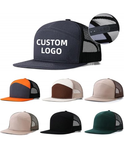 Custom Trucker Hats for Men Personalized Mesh Caps Adjustable Hip Hop Men Hats Flat Brim Customized Caps Dark Gray Mix Orange...