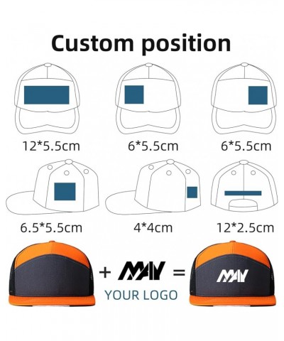 Custom Trucker Hats for Men Personalized Mesh Caps Adjustable Hip Hop Men Hats Flat Brim Customized Caps Dark Gray Mix Orange...