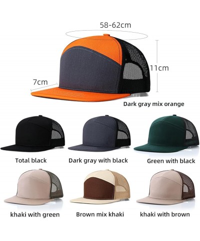 Custom Trucker Hats for Men Personalized Mesh Caps Adjustable Hip Hop Men Hats Flat Brim Customized Caps Dark Gray Mix Orange...