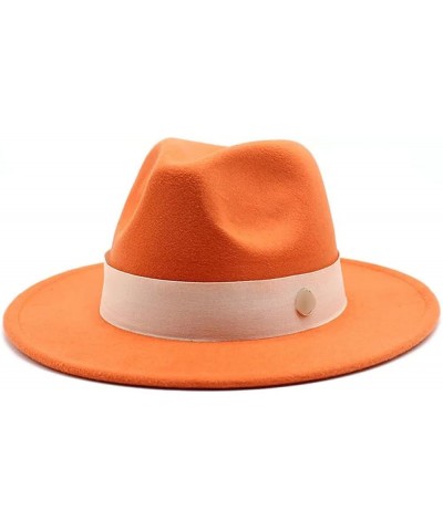 Fedora Hat for Women Winter Formal Wedding Decorate Church Cap Panama Party Jazz Hat Orange $9.93 Fedoras