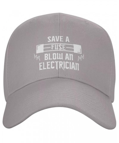 Save Fuse Blow an Electrician Peaked Hat Men Women Adjustable Trendy Curved Brim Baseball Caps Black Gray $15.94 Baseball Caps