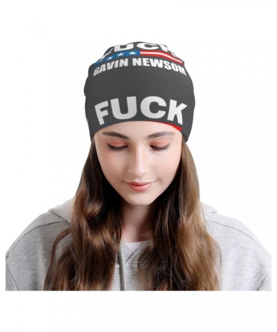 Fuck Gavin Newsom Experience Cozy Luxury: Milk Silk Knit Beanie - Your Must-Have Outdoor Accessory! Black $10.15 Skullies & B...