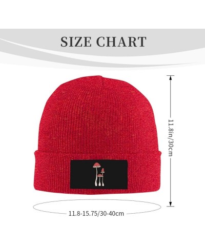 Winter Knit Hat Cap for Men Women, Cartoon Mushrooms Unisex Beanie Hat Cuffed Skull Cap Warm Ski Hats Black Red $11.75 Skulli...