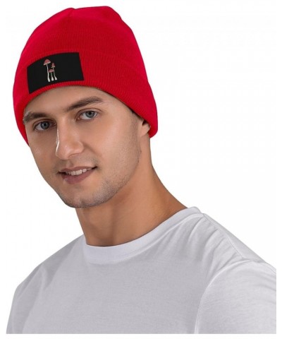 Winter Knit Hat Cap for Men Women, Cartoon Mushrooms Unisex Beanie Hat Cuffed Skull Cap Warm Ski Hats Black Red $11.75 Skulli...