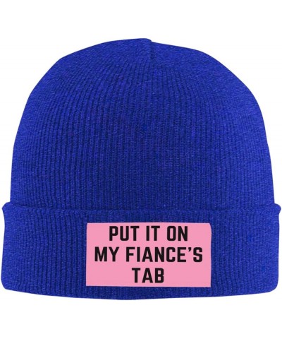 Put It On My Fiance's Tab Beanie Warm Knit Hat Funny Fashion Men Women Winter Cap Blue $12.31 Skullies & Beanies