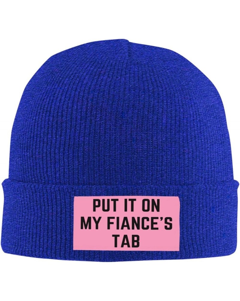 Put It On My Fiance's Tab Beanie Warm Knit Hat Funny Fashion Men Women Winter Cap Blue $12.31 Skullies & Beanies