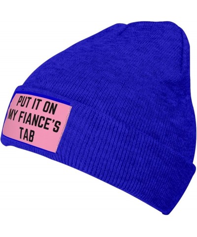 Put It On My Fiance's Tab Beanie Warm Knit Hat Funny Fashion Men Women Winter Cap Blue $12.31 Skullies & Beanies