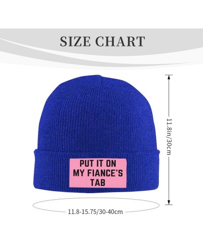 Put It On My Fiance's Tab Beanie Warm Knit Hat Funny Fashion Men Women Winter Cap Blue $12.31 Skullies & Beanies