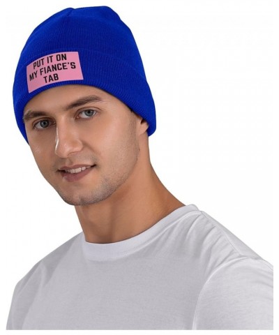 Put It On My Fiance's Tab Beanie Warm Knit Hat Funny Fashion Men Women Winter Cap Blue $12.31 Skullies & Beanies