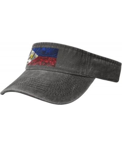 Silk Style Flag of The Philippines Sun Visor Hats for Women Men Adjustable Sports Sun Hats Golf Cap Deep Heather $11.58 Visors