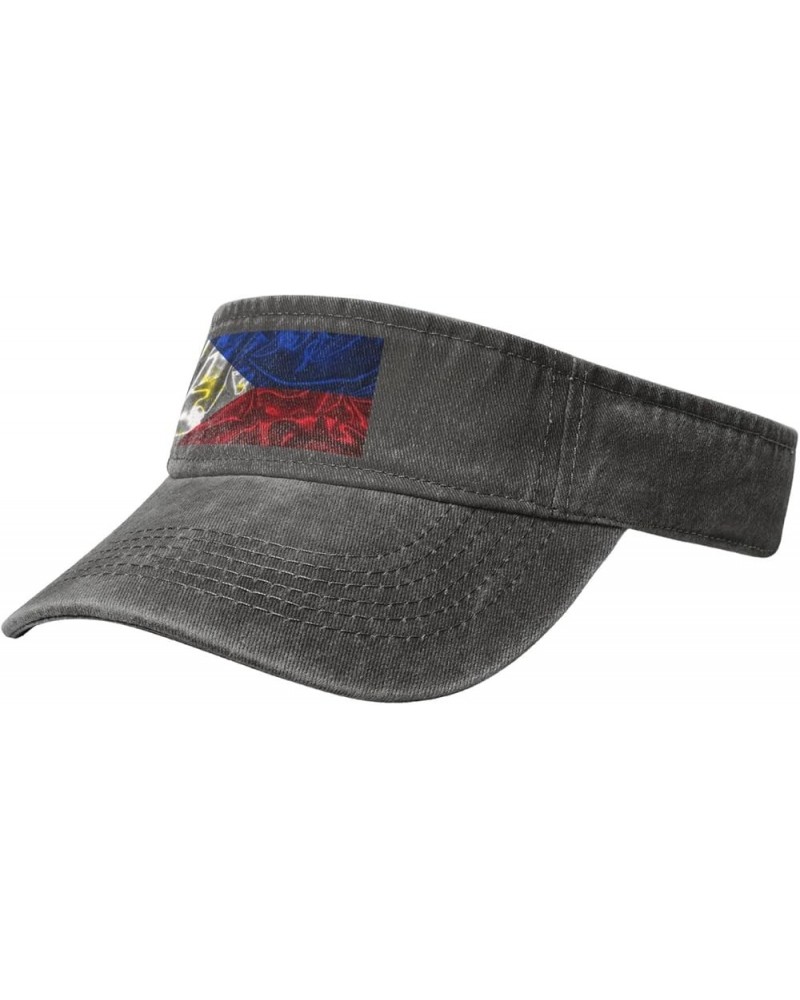 Silk Style Flag of The Philippines Sun Visor Hats for Women Men Adjustable Sports Sun Hats Golf Cap Deep Heather $11.58 Visors