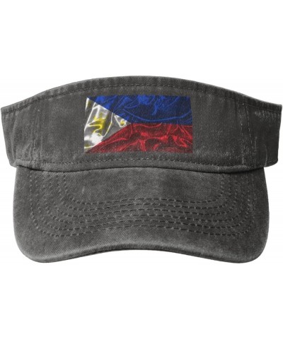 Silk Style Flag of The Philippines Sun Visor Hats for Women Men Adjustable Sports Sun Hats Golf Cap Deep Heather $11.58 Visors