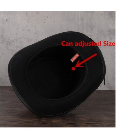 Elegant 3 Size Leather Top Hat Ladies Men Presidential Fedora Hat Rivet Decoration Steampunk Cosplay Party Hat (Color : Black...