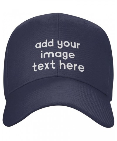 Custom Hats for Men Add Your Name Logo Text or Image Here Personalized Hats Navy Blue $7.63 Baseball Caps