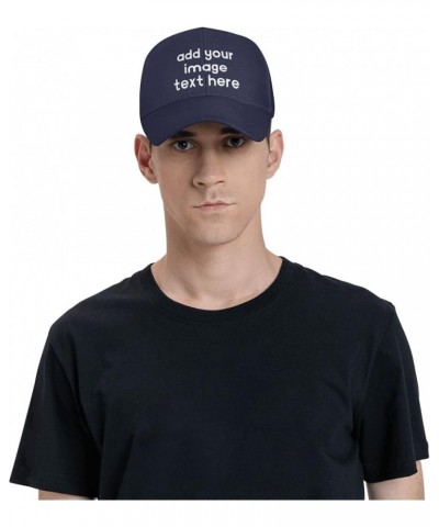 Custom Hats for Men Add Your Name Logo Text or Image Here Personalized Hats Navy Blue $7.63 Baseball Caps