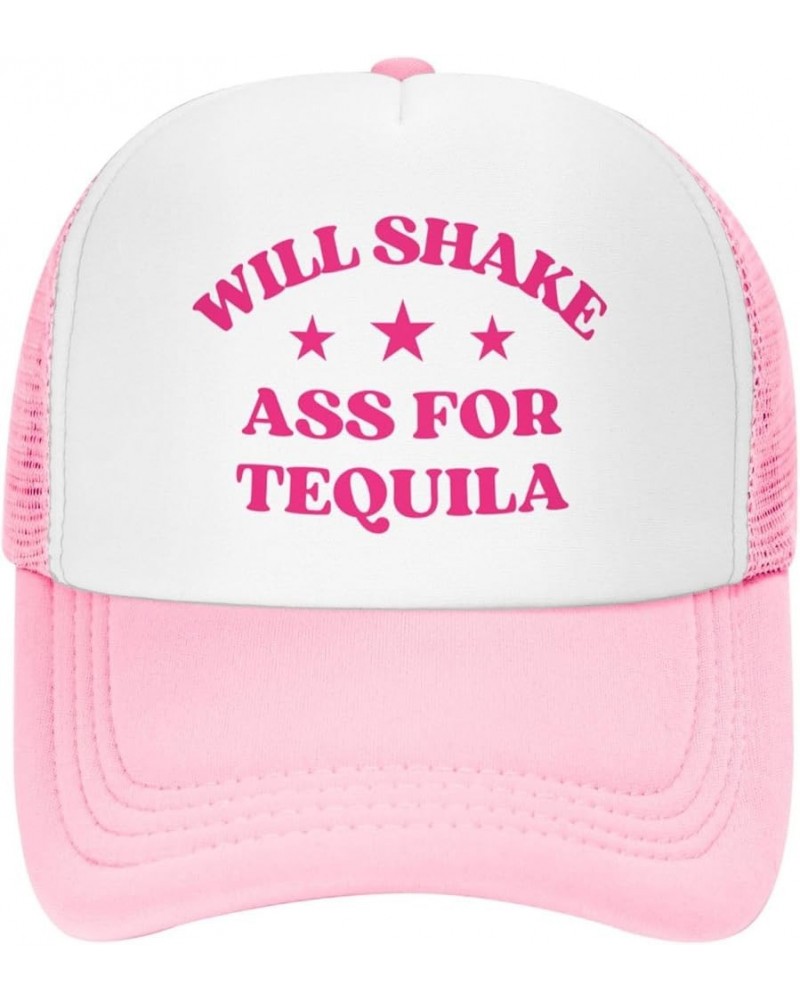 Will Shake-Ass for-Tequila Mesh Cap Men Women Baseball Cap Funny Trucker Hat Pink $10.18 Baseball Caps