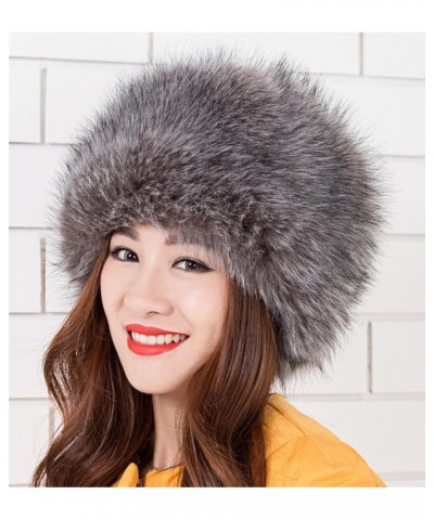 Women's Faux Fox Fur Russian Cossack Ski Christmas Caps Cable Knit Beanie Dark Gray $13.77 Skullies & Beanies