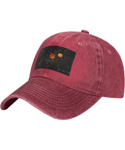 Black Solar System Picture Adult Classic Denim hat : Comfortable, Light Unisex Suitable for Outdoor Sports Activity Red $12.5...