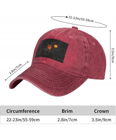 Black Solar System Picture Adult Classic Denim hat : Comfortable, Light Unisex Suitable for Outdoor Sports Activity Red $12.5...