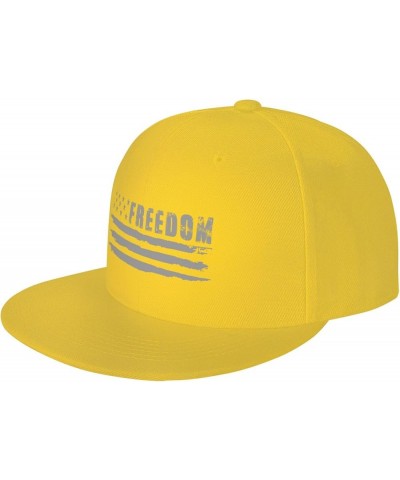 Freedom USA Flag Baseball Cap for Men Women Snapback Hat Trucker Flat Bill Caps Sun Hat Yellow $10.98 Baseball Caps