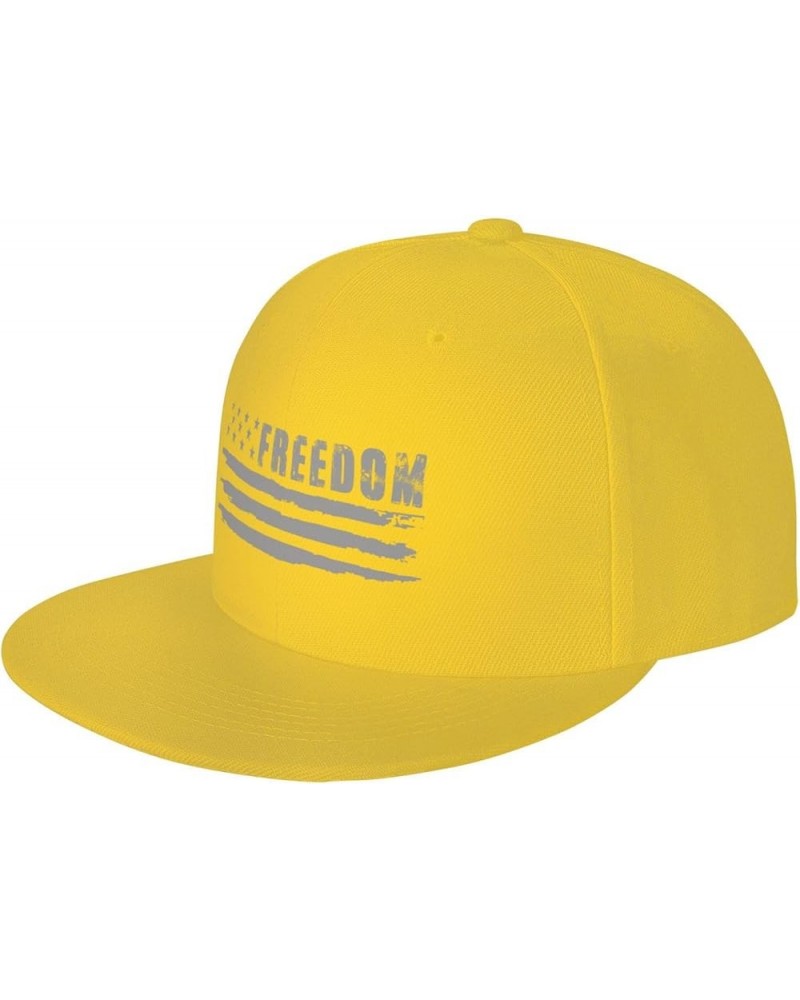 Freedom USA Flag Baseball Cap for Men Women Snapback Hat Trucker Flat Bill Caps Sun Hat Yellow $10.98 Baseball Caps