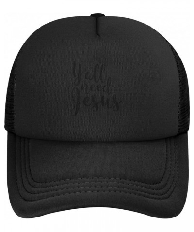 Y'all Need Jesus Trucker Hat Women Mesh Baseball Cap Cowboy Hat Men Dad Hat Adjustable Hat Snapback Hat Black Black $9.40 Bas...