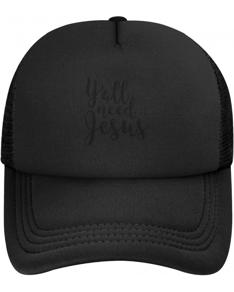 Y'all Need Jesus Trucker Hat Women Mesh Baseball Cap Cowboy Hat Men Dad Hat Adjustable Hat Snapback Hat Black Black $9.40 Bas...