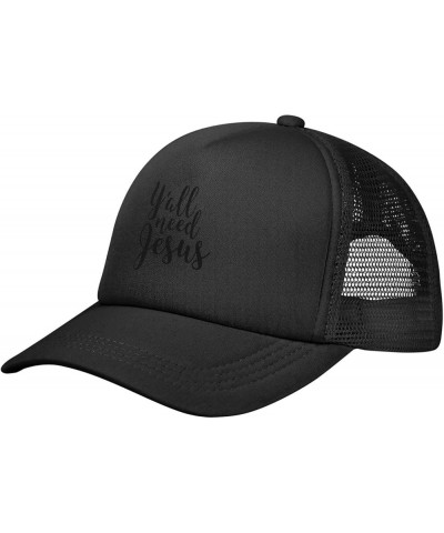 Y'all Need Jesus Trucker Hat Women Mesh Baseball Cap Cowboy Hat Men Dad Hat Adjustable Hat Snapback Hat Black Black $9.40 Bas...