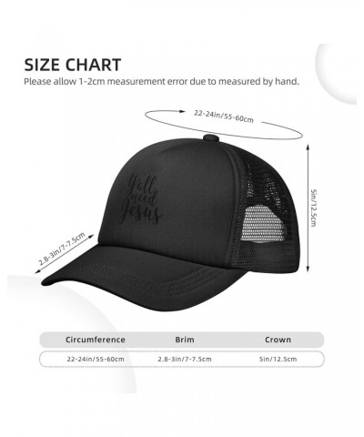 Y'all Need Jesus Trucker Hat Women Mesh Baseball Cap Cowboy Hat Men Dad Hat Adjustable Hat Snapback Hat Black Black $9.40 Bas...