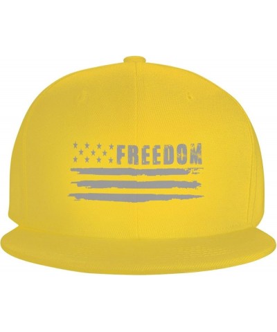 Freedom USA Flag Baseball Cap for Men Women Snapback Hat Trucker Flat Bill Caps Sun Hat Yellow $10.98 Baseball Caps